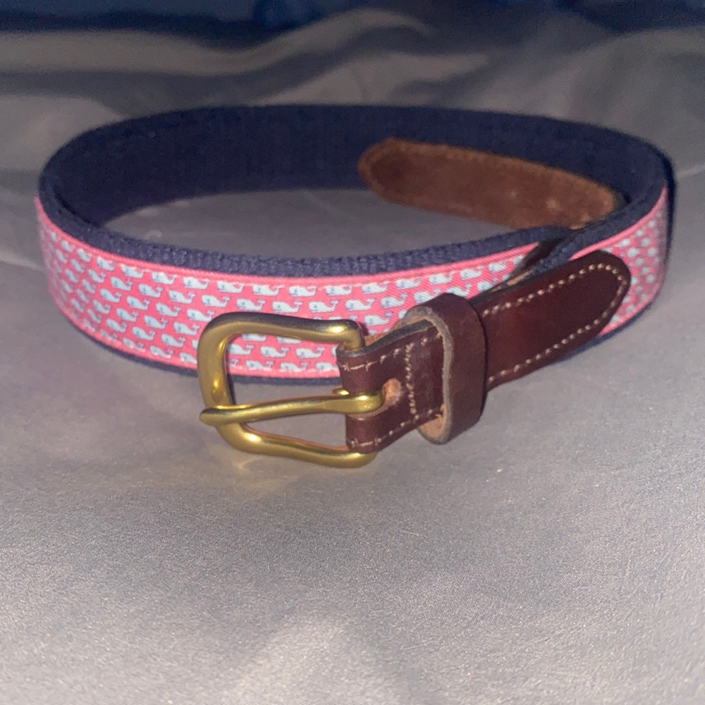 Vineyard Vines Whale Canvas Club Belt (Size - 28, Color - Raspberry)